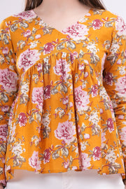 Mustard Full Sleeves Peplum Top