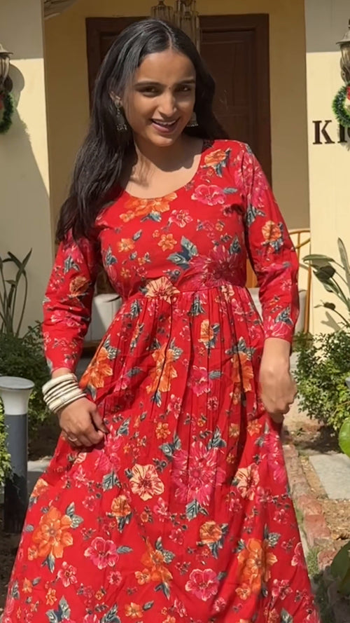 Scarlet Blossom Day Dress