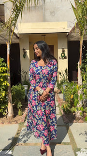Midnight Gulab Garden Dress