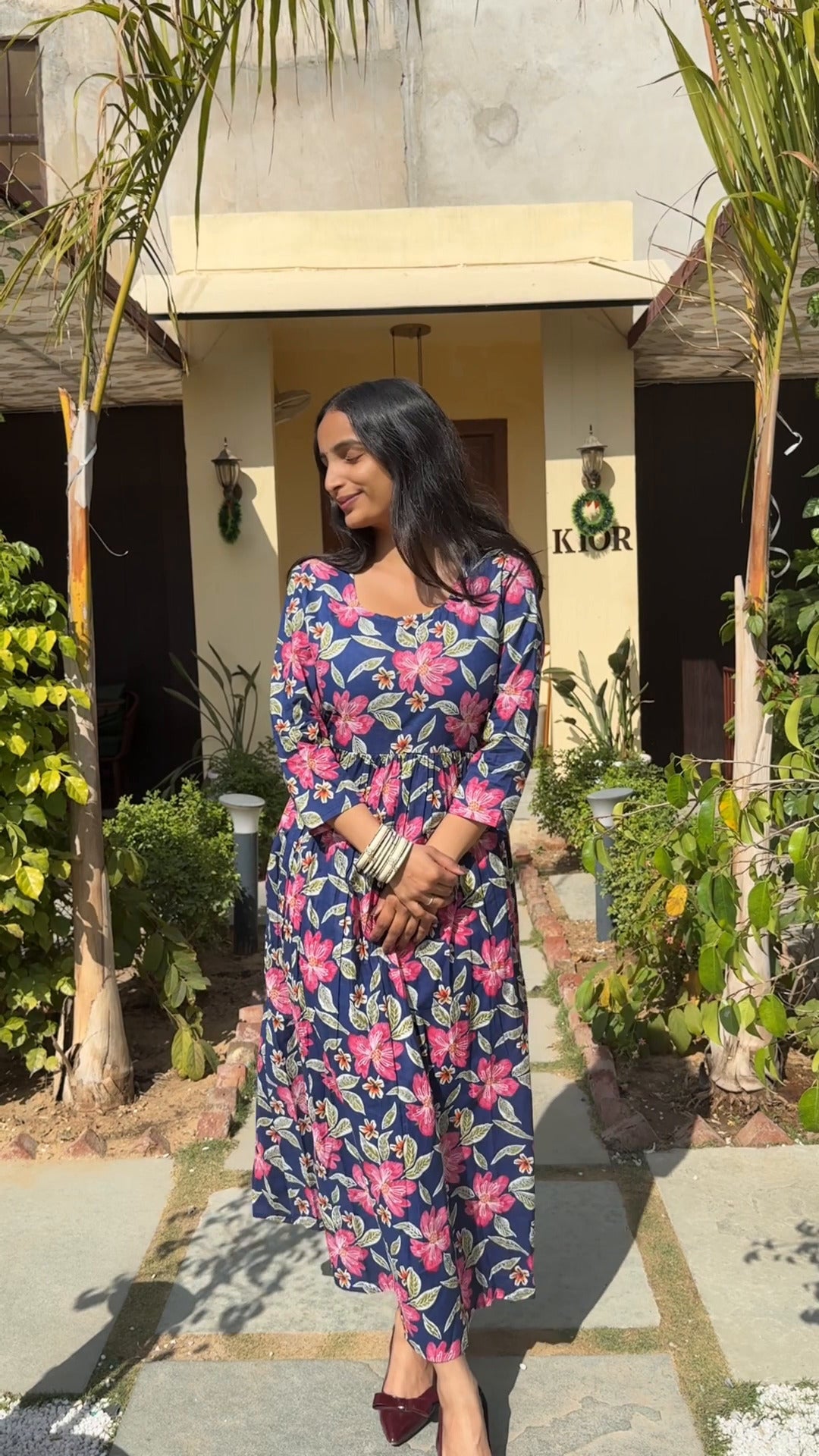 Midnight Gulab Garden Dress