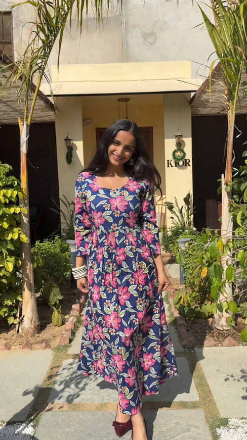 Midnight Gulab Garden Dress