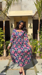 Midnight Gulab Garden Dress