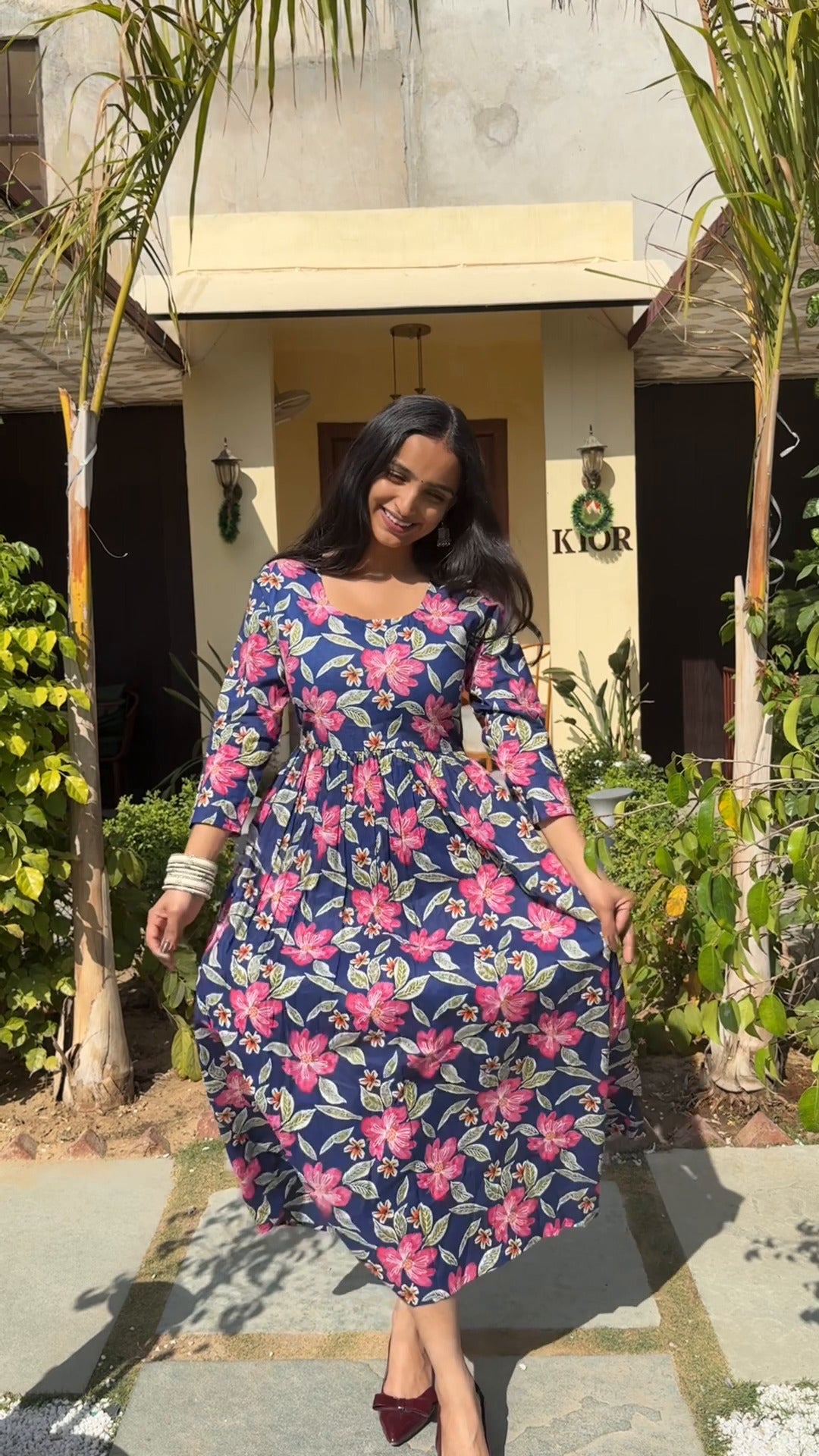 Midnight Gulab Garden Dress