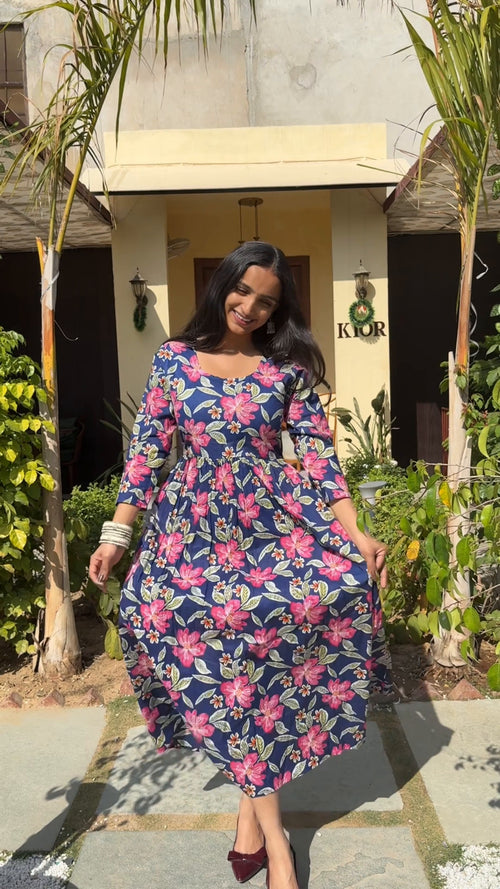 Midnight Gulab Garden Dress