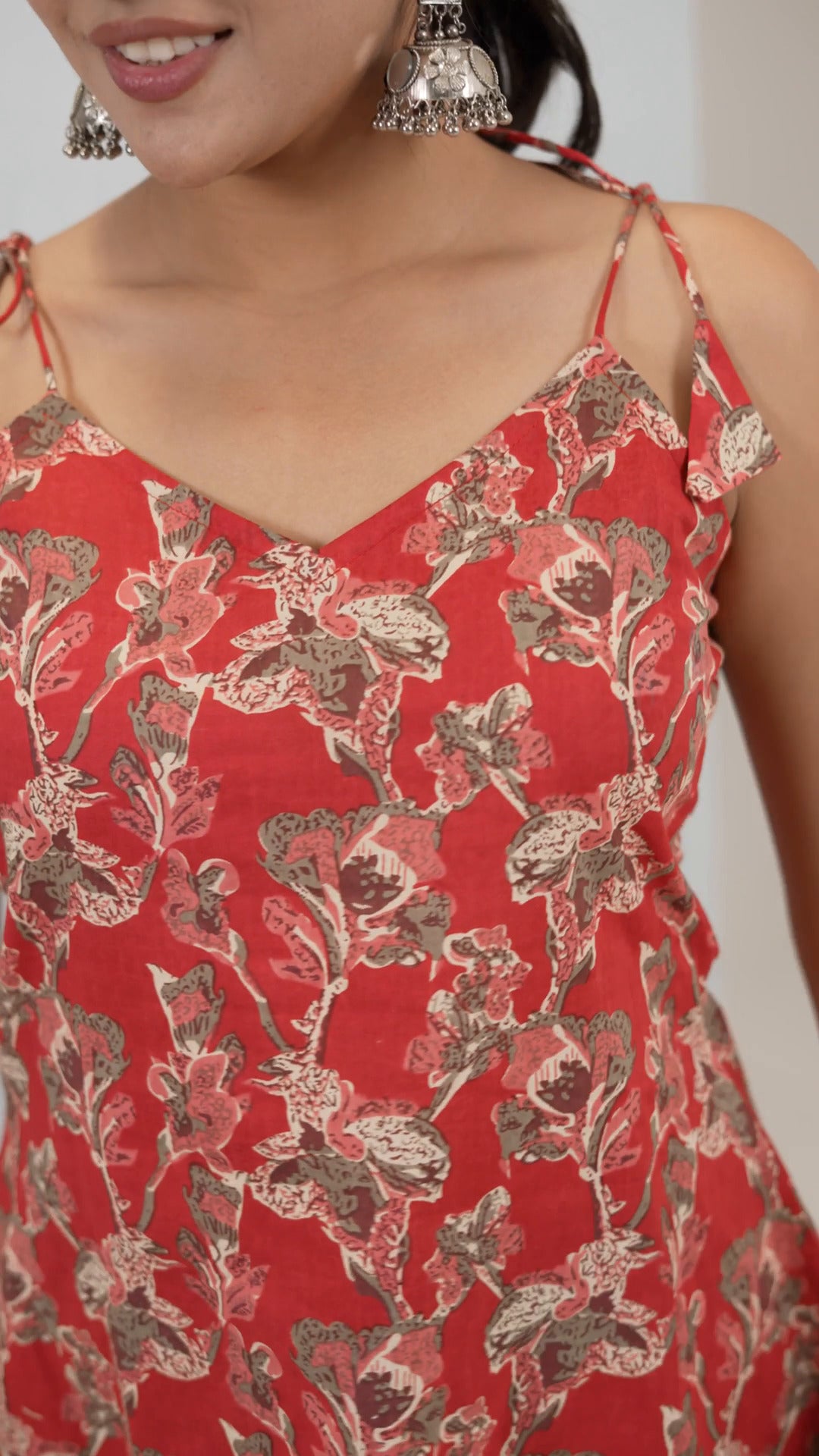 Ruby Vine Tie-Strap Pocket Kurti