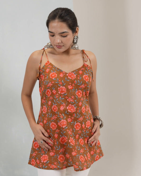 Sunset Vine Pocket Tie Srtap Kurti