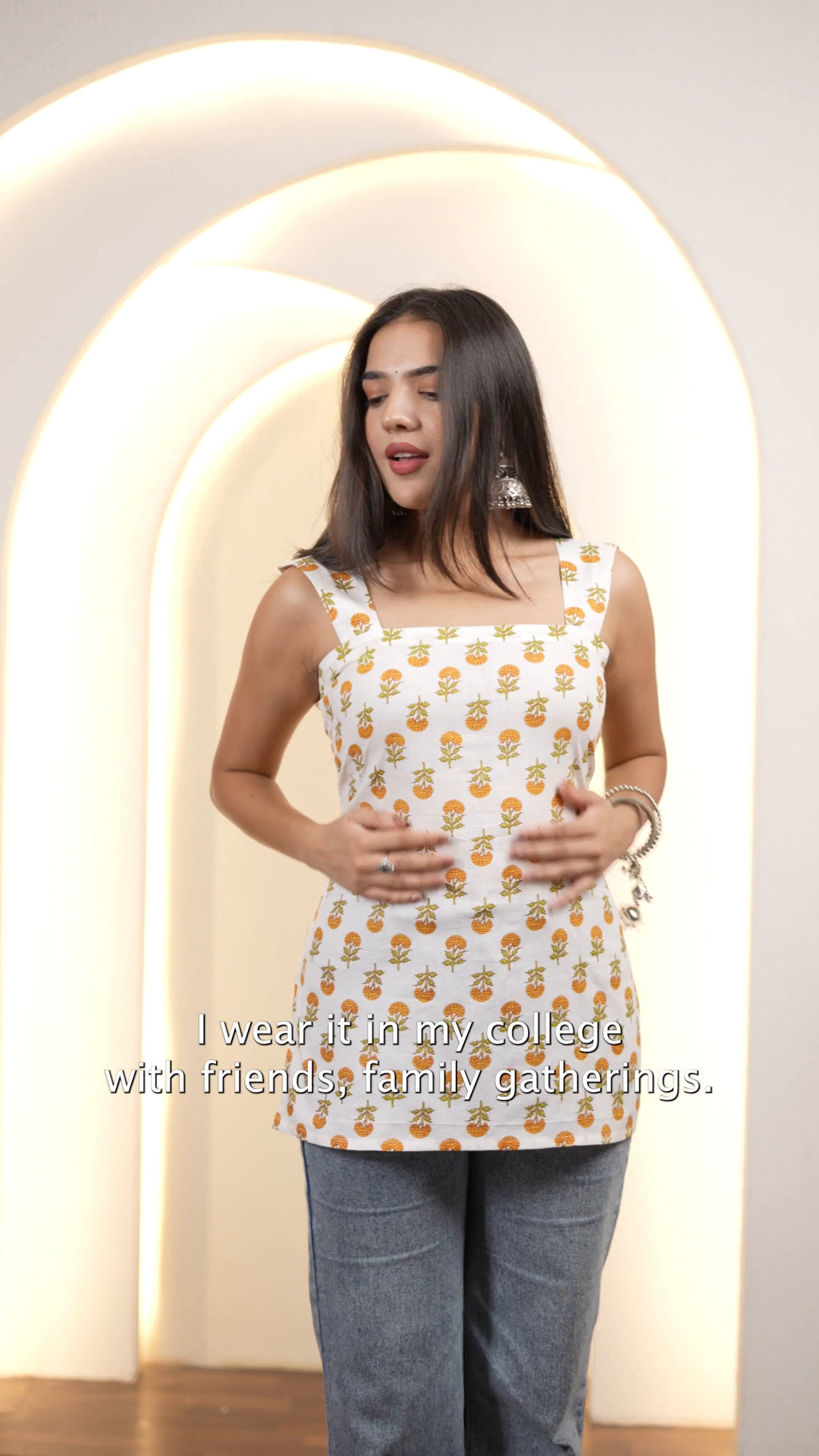 Ivory Marigold Corset-Sleeve Tunic