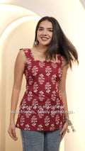 Crimson Petal Corset-Sleeve Kurti