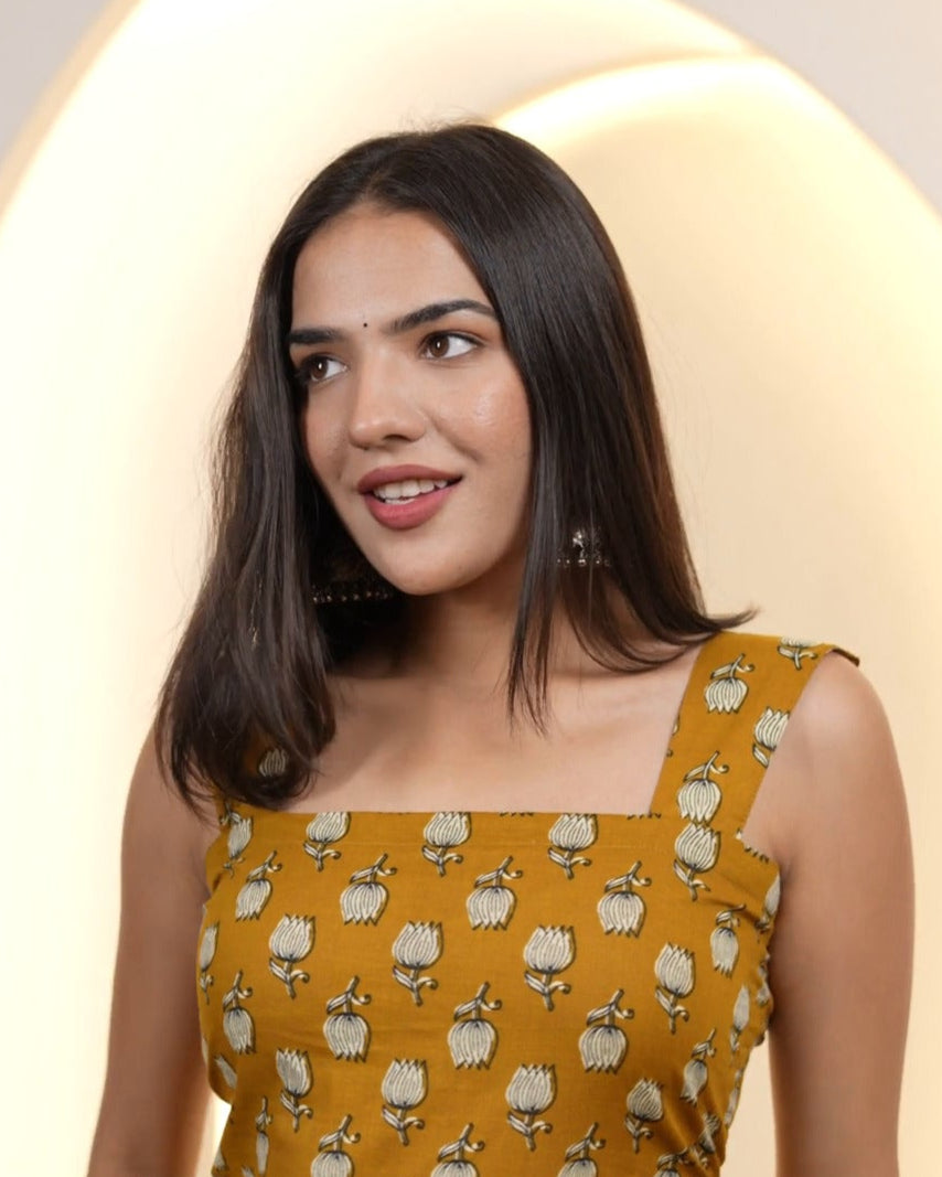 Yellow Corset-Sleeve Tunic