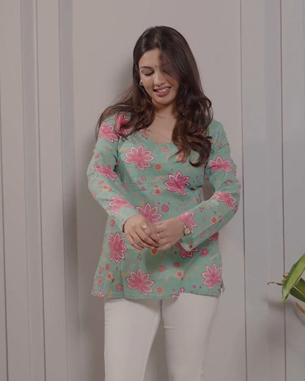 Blushing Mint Tie-Back Kurti