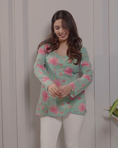 Blushing Mint Tie-Back Kurti