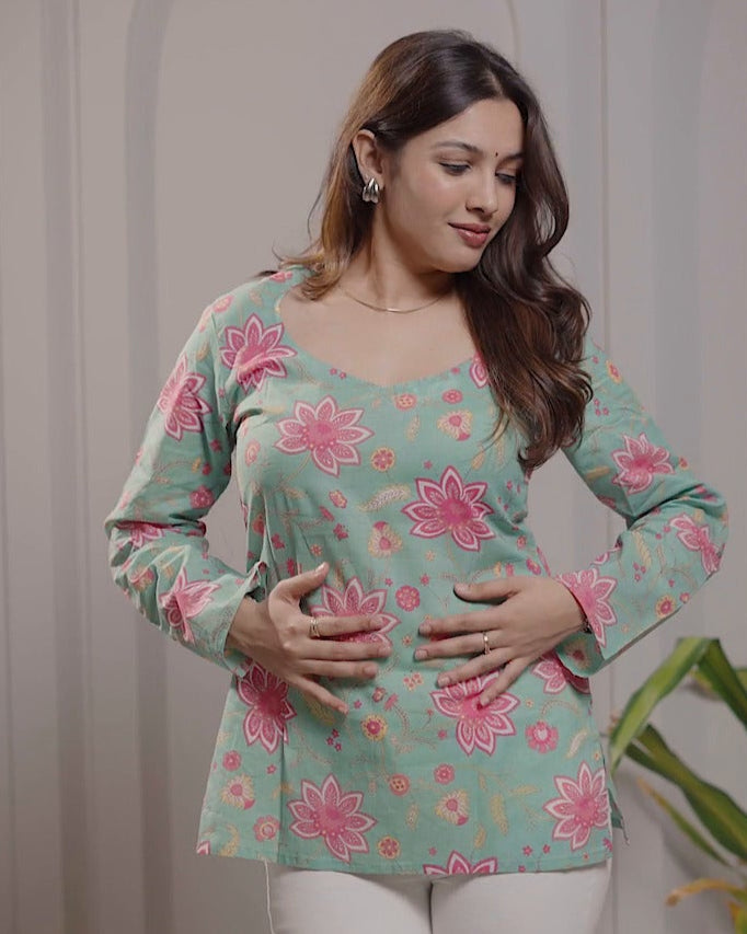 Blushing Mint Tie-Back Kurti
