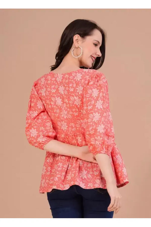 Peach Alia Cut Peplum Top
