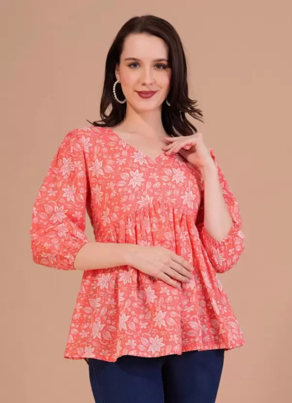 Peach Alia Cut Peplum Top