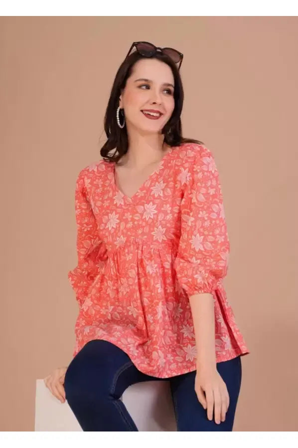 Peach Alia Cut Peplum Top
