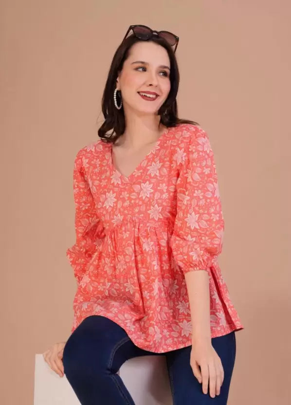 Peach Alia Cut Peplum Top